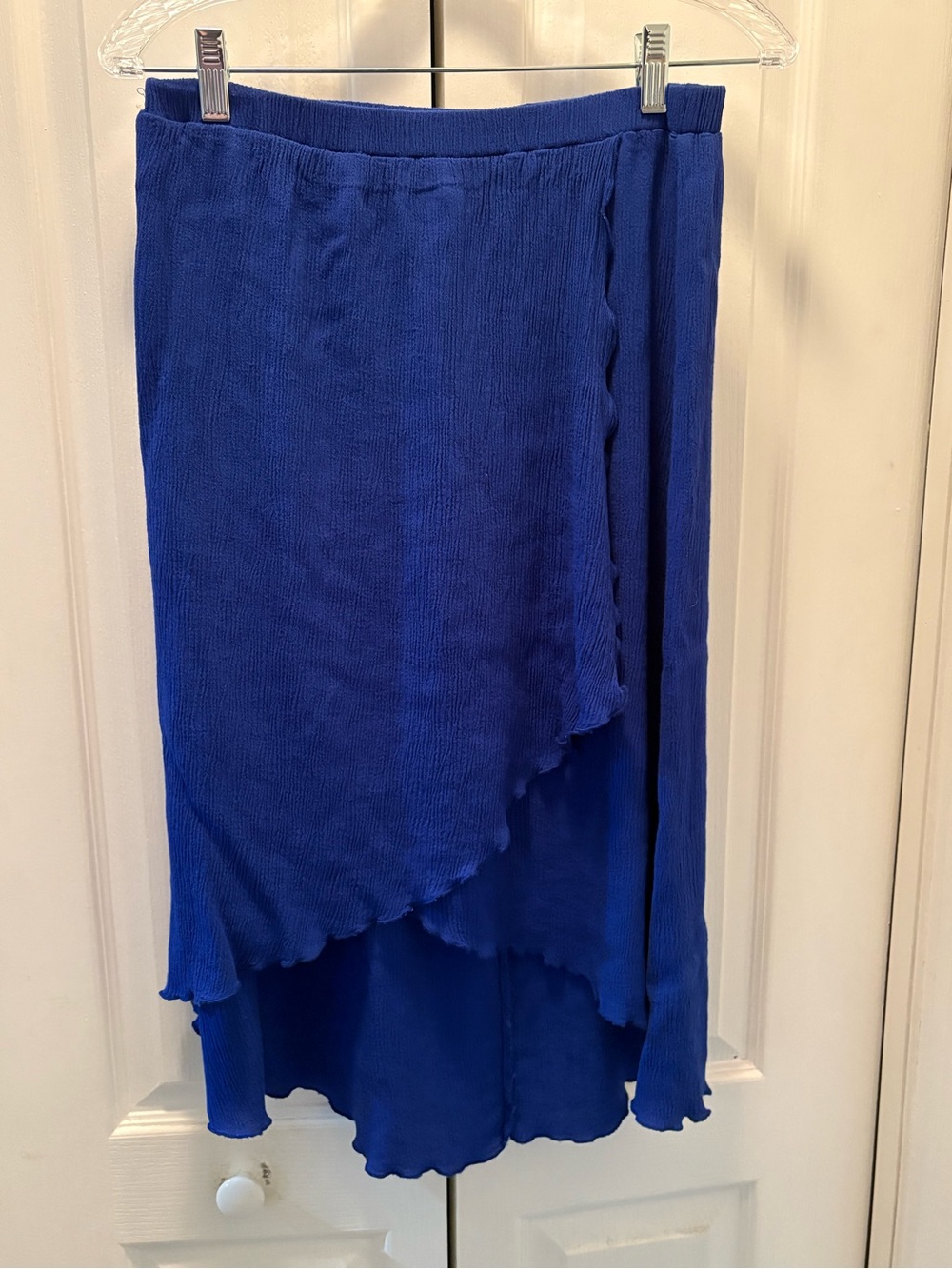 Zac & Rachel Women’s Blue Pull-On Layered Midi Skirt, Elastic Waist, L